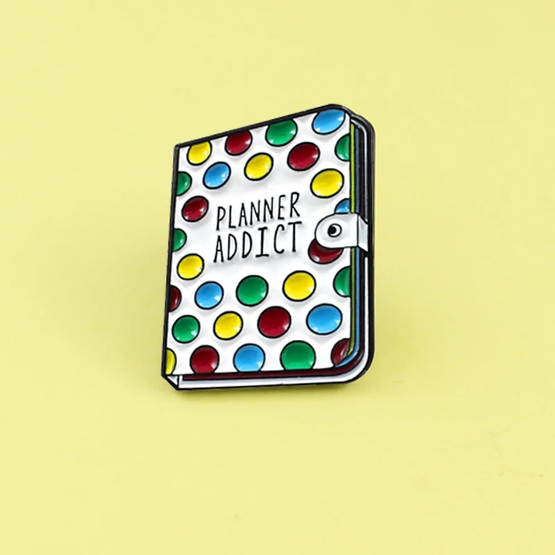 

Planner addict Color circle cover book Enamel brooch Cartoon cute stationery badge Denim leather backpack Creative pin Broche