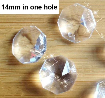 

50pcs/lot 14mm Crystal Octagon Beads Clear With Two Holes Wedding Garland Strand Beads Decorate The Christmas Tree Beads