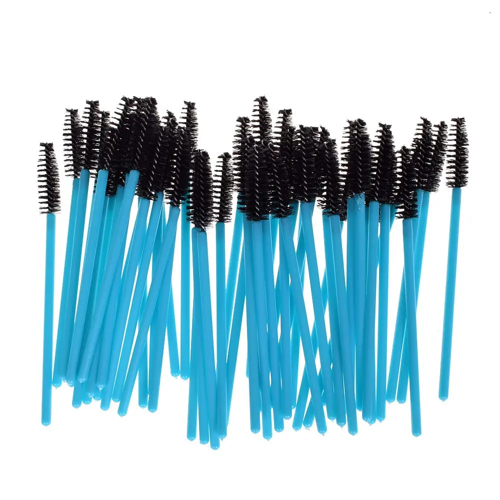 Makeup Brushes 50Pcs Blue Handle Disposable Eyelash Brushes Lash