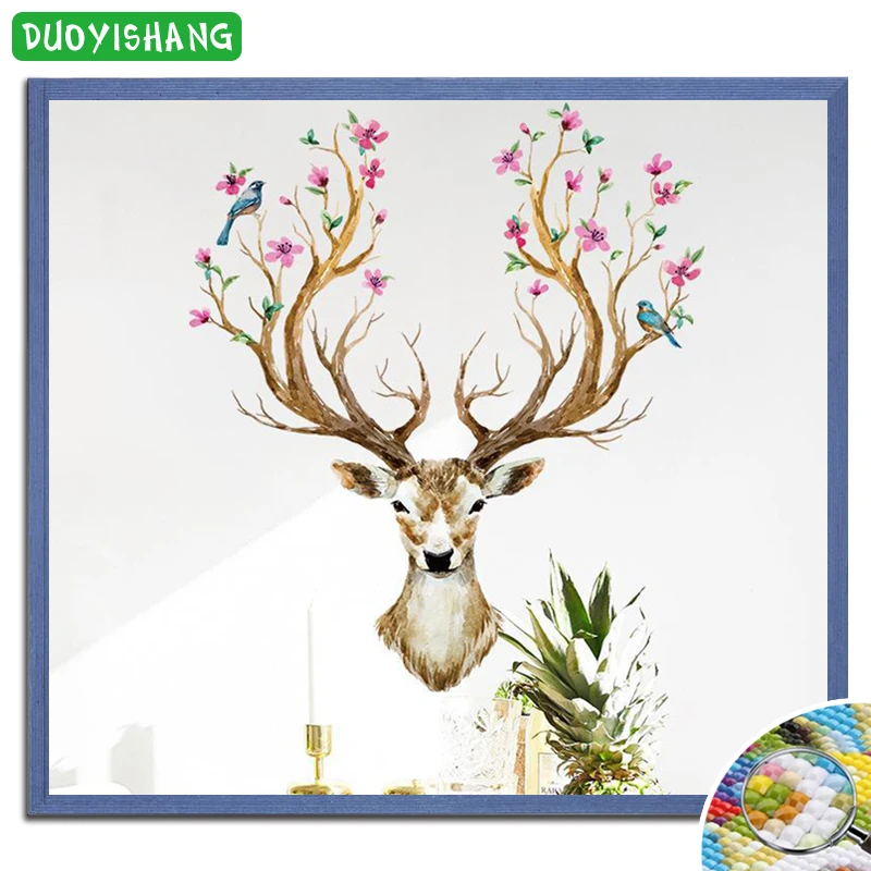 DUOYISHANG 5D DIY Алмазная картина голова оленя полностью квадратная вышивка мозаика