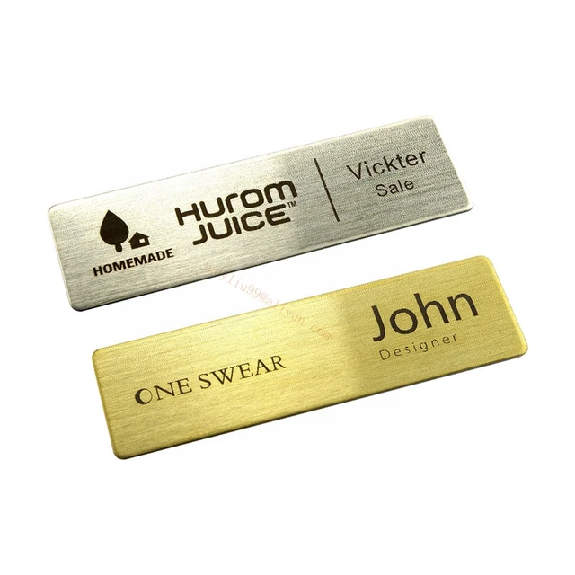 5pcs business name tag metal id badge personalized laser engraved