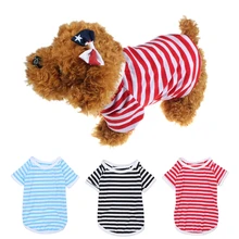 Жилет для домашних животных летняя одежда для собак, щенков, кошек полосатая футболка одежда 3 цвета 5 размеров