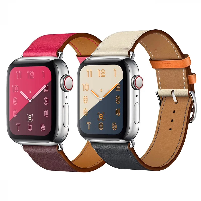 

newest color Leather loop for iWatch Strap Series 1&2&3&4 Single Tour band for Apple watch 40mm 44mm 42mm 38mm