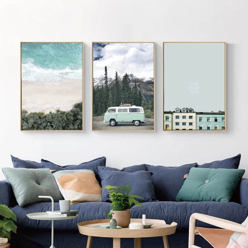 

Modern HD Print Wall Artwork Picture Painting Mountain Landscape Car Building Nordic Poster Home Decoration On Canvas Style
