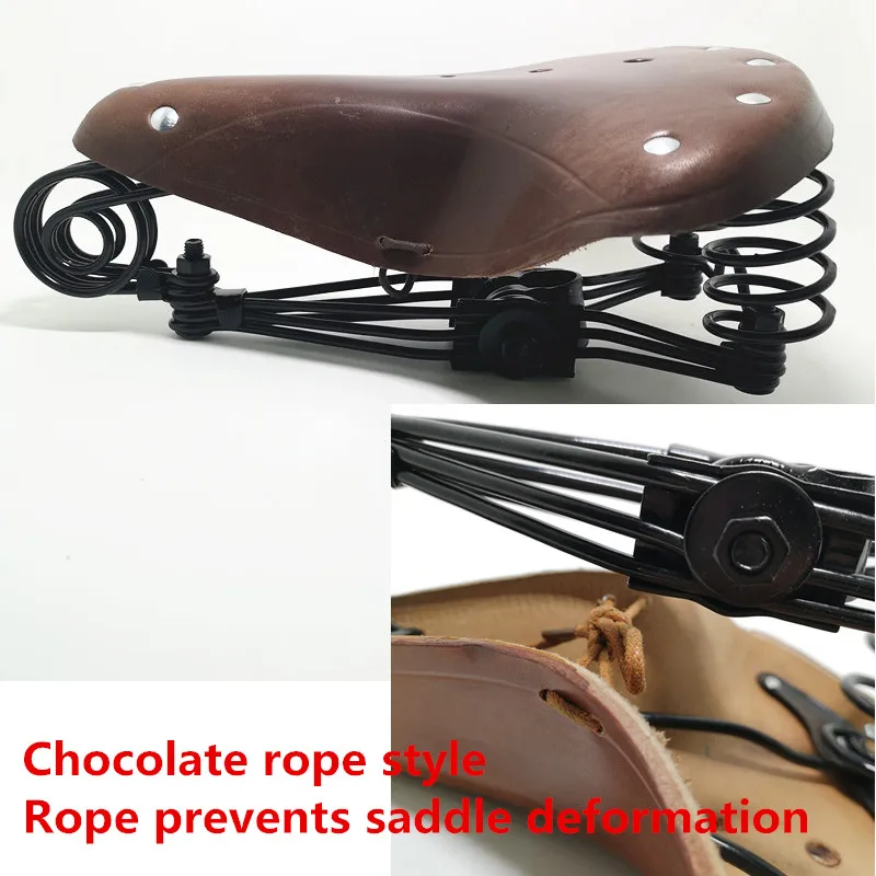 New chocolate G10 воловья кожа седло Винтаж Слон Весна Натуральная кожа пружинное седло старый стиль велосипедное седло из натуральной кожи седло - Цвет: New chocolate