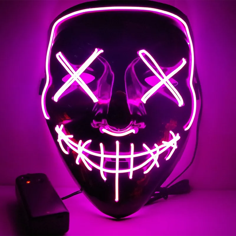 Маски для костюмированной вечеринки смешная маска полное лицо покрытая EL Wire светильник маска для вечеринка в честь Хэллоуина, Праздник Светодиодный костюм продувка маска