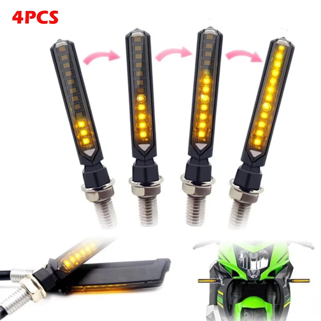 

Motorcycle Turn Signals E4 Mark LED Flowing Water Flashing Stop Signals Tail Indicator/Running Light DRL Flasher