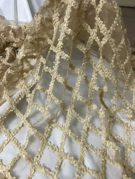 

Fashionable embroidered French lace fabric PWD1852015 tulle lace fabric with best quality
