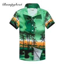 Бренд bumpybeast мужские Гавайские рубашки с коротким рукавом тропические пальмовые рубашки мужские летние нарядные пляжные рубашки мужская праздничная одежда