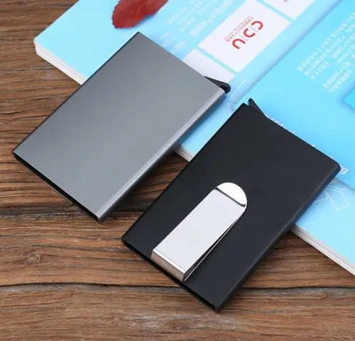 Блокировка RFID металлический кошелек зажим для денег мужской Сплав тонкий