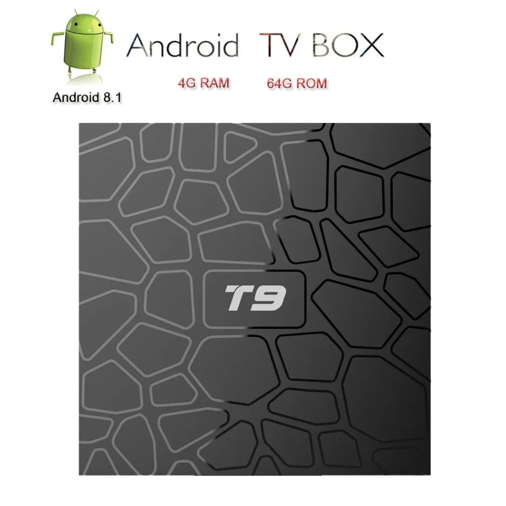 

Satxtrem T9 Android 8.1 Tv Box Smart TV 4K Set Top Box HD IPTV RK3328 4G RAM/64G ROM Dual Band WiFi 2.4G/5G BT4.1 Media Player