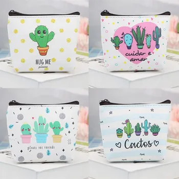 

M219 Women Purses Cute Cartoon Cactus Pattern Small Fresh Bag Zipper Coin Purse Card Bag Wholesale