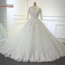 Высококачественные реальные фотографии арабские Роскошные Длинные свадебные платья с половиной рукава