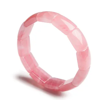 

Madagascar Genuine Natural Rose Quartz Gemstone Bracelets Bangles For Women Stretch Pink Rectangle Bead Crystal Bracelet