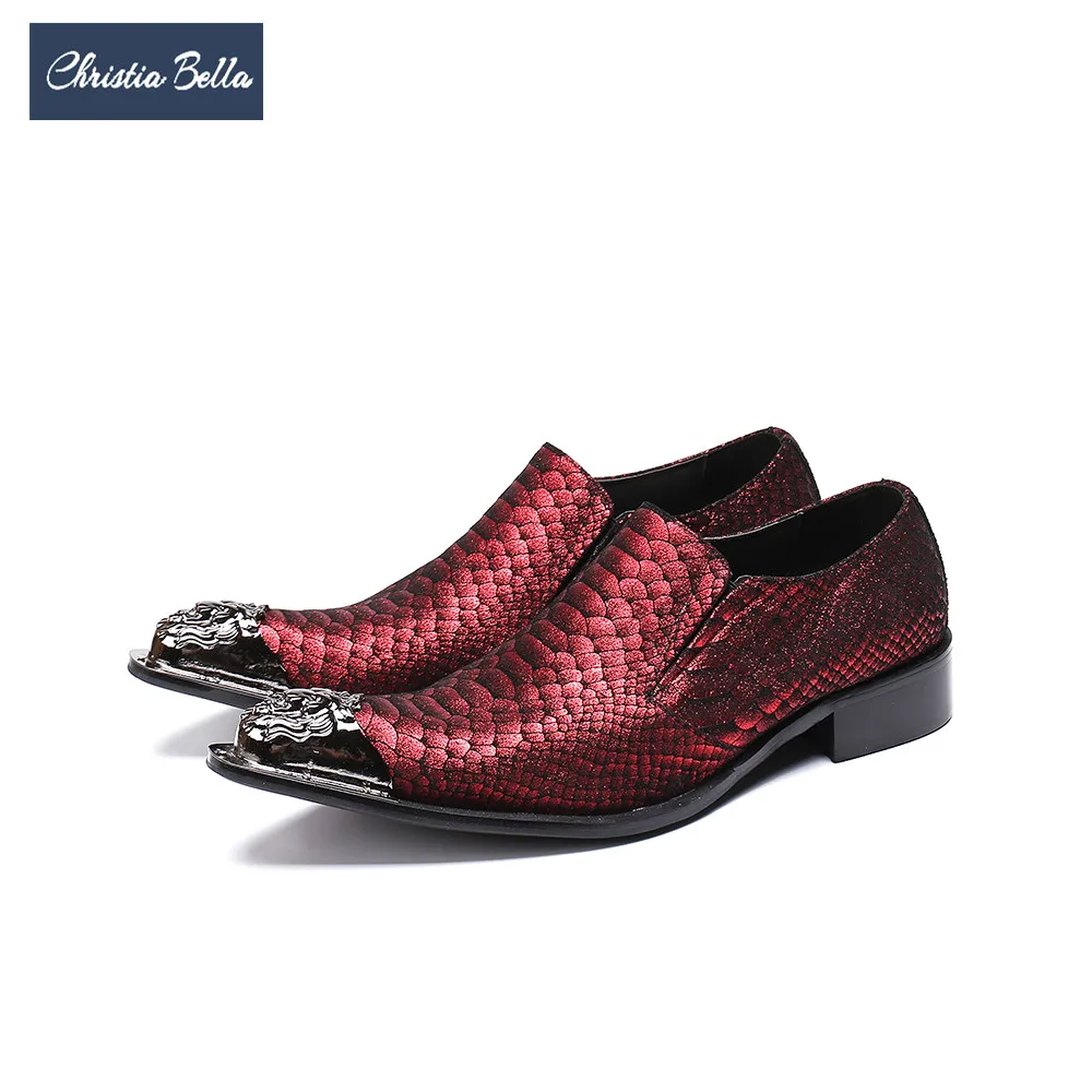 

Christia Bella 2018 Fashion Lion Metal Charm Pointed Toe Men Genuine Leather Shoes Formal Men Party Shoes Italian Business Shoes