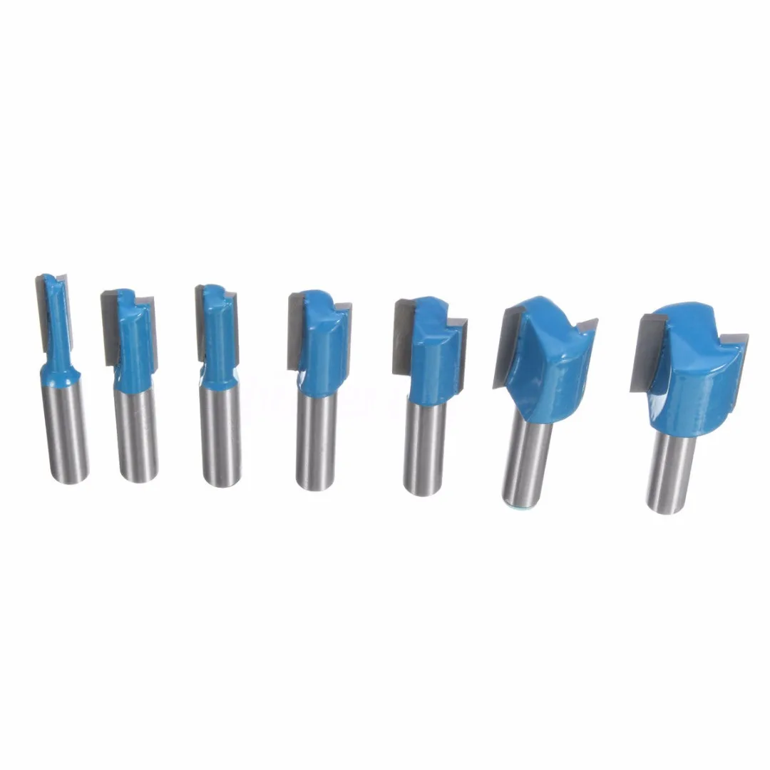 1pc/7pcs 8mm Shank Straight Router Bit Set 6/8/10/12/14/18/20mm Cutting Diameter New