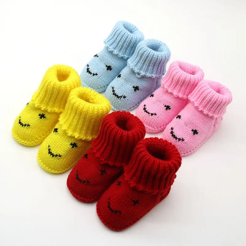 

Crochet Knitted Booties Winter Autumn Warm Boots Newborn Toddler Baby Girls Boys Crib Shoes First Walker 0-6M