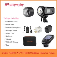 Godox AD600 Pro WITSTRO All-in-One Outdoor Flash AD600Pro TTL HSS with Built-in 2.4G Wireless X System +Xpro-N Trigger for Nikon godox ad600 pro witstro all in one outdoor flash ad600pro li on battery ttl hss built in 2 4g wireless x system for canon nikon