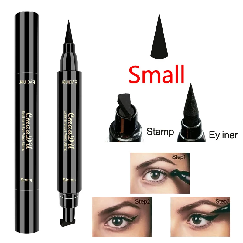 Cmaadu, двойная головка, печать, ручка, черная жидкая подводка для глаз, карандаш, супер кошачий стиль, штамп, подводка для глаз, точечная татуировка, для макияжа, инструмент TSLM2