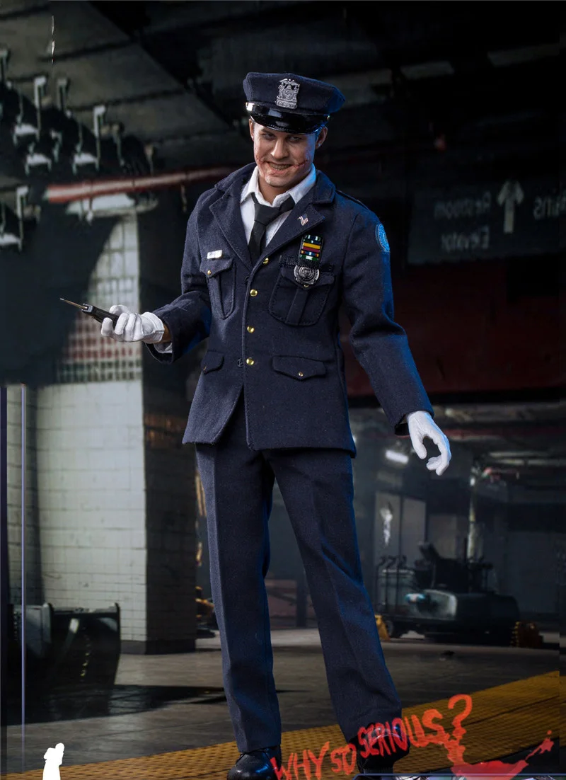 

Full set 1/6 scale Military police figure model Police joker Bsf002 Batman Heath Ledger Clown policeman Collections W 3 heads