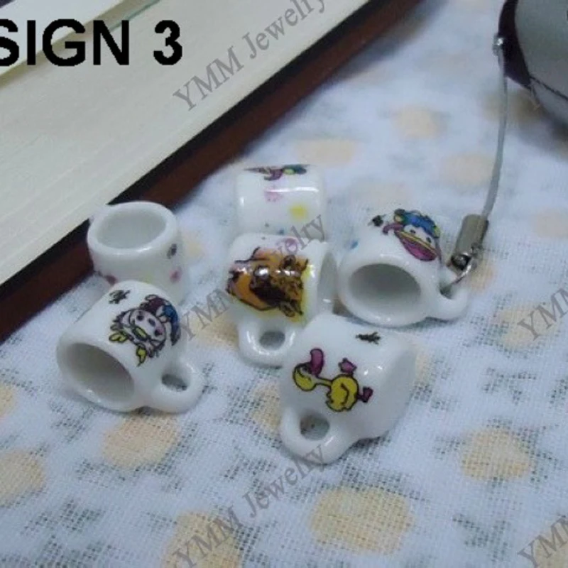 

Lovely Printed Ceramic Charms Free Shipping, Teacup Shape Pendants Fit Jewelry DIY, Promotion
