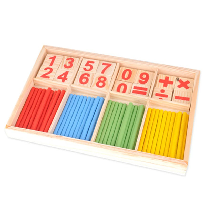 Montessori Wooden Number Math Game Sticks Educational Toy Puzzle Teaching Aids Set Materials joh