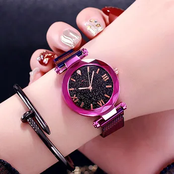 

Starry Sky Women Watches Quartz Magnetic Band Flower Mirror Geometry Crystal Wholesale Ladies Bracelet Creative Zegarek Damski