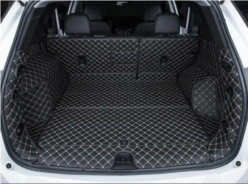 

JIOYNG Car Embroidery Leather Full Rear Trunk Tray Liner Cargo Mat Floor Protector Foot Pad Mats For Chevrolet Equinox 2017 2018