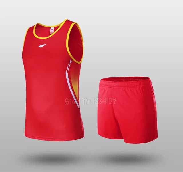 Men Sports Suits Marathon Clothes Vest+Shorts 2 pieces/sets Racing kits