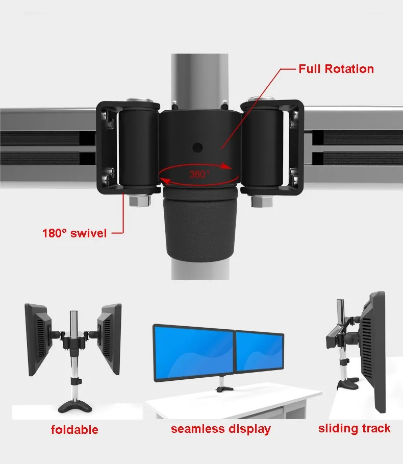 Aluminum Alloy Desktop Clamping Full Motion Dual