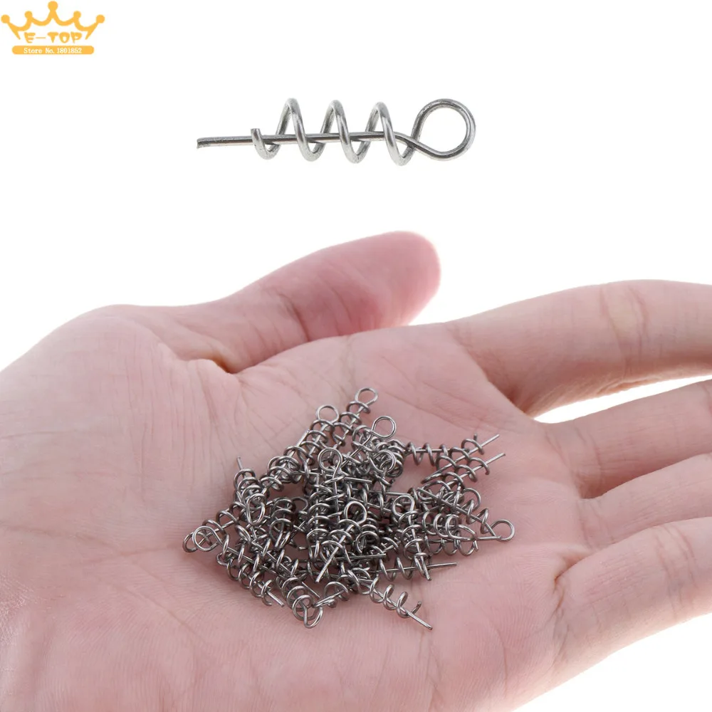 

50pcs Soft Pin Fishing Lures Fixed Latch Needle Soft Worms Bait With Spring