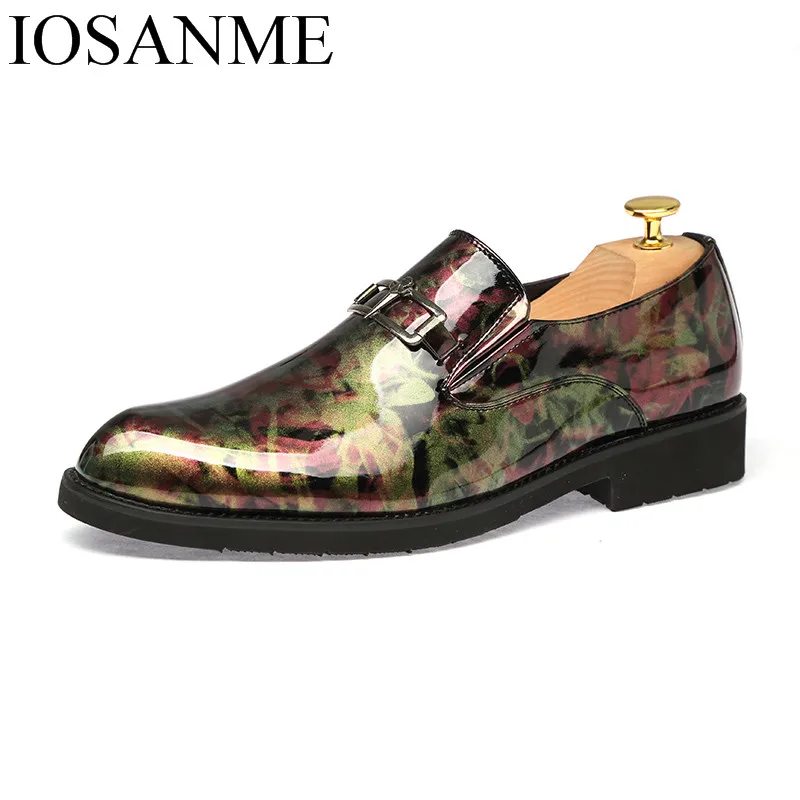 

men slip on print flower luxury italian brand patent leather shoes unique camouflage designer wedding dress oxford shoes for men