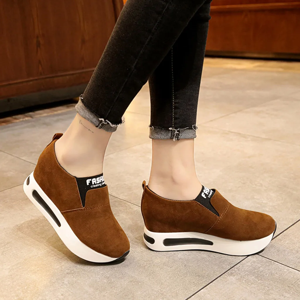 Women Fashion Casual Flock Slip-On Thick Platform Sport Sneakers Wedges Shoes women sneakers basket femme sneakers women Women Fashion Casual Flock Slip-On Thick Platform Sport Sneakers Wedges Shoes women sneakers basket femme sneakers women
