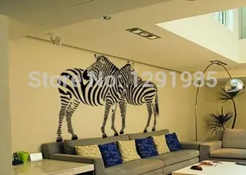 

Cheapest Wholesale two Zebra Wall Stickers Living Room Vinyl Wall Mural Decal Removable Animal Home Decor