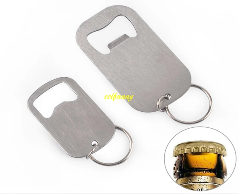 100pcs/lot Protable Keychain keyring Stainless Steel opener Beer Bottle Opener Big and small