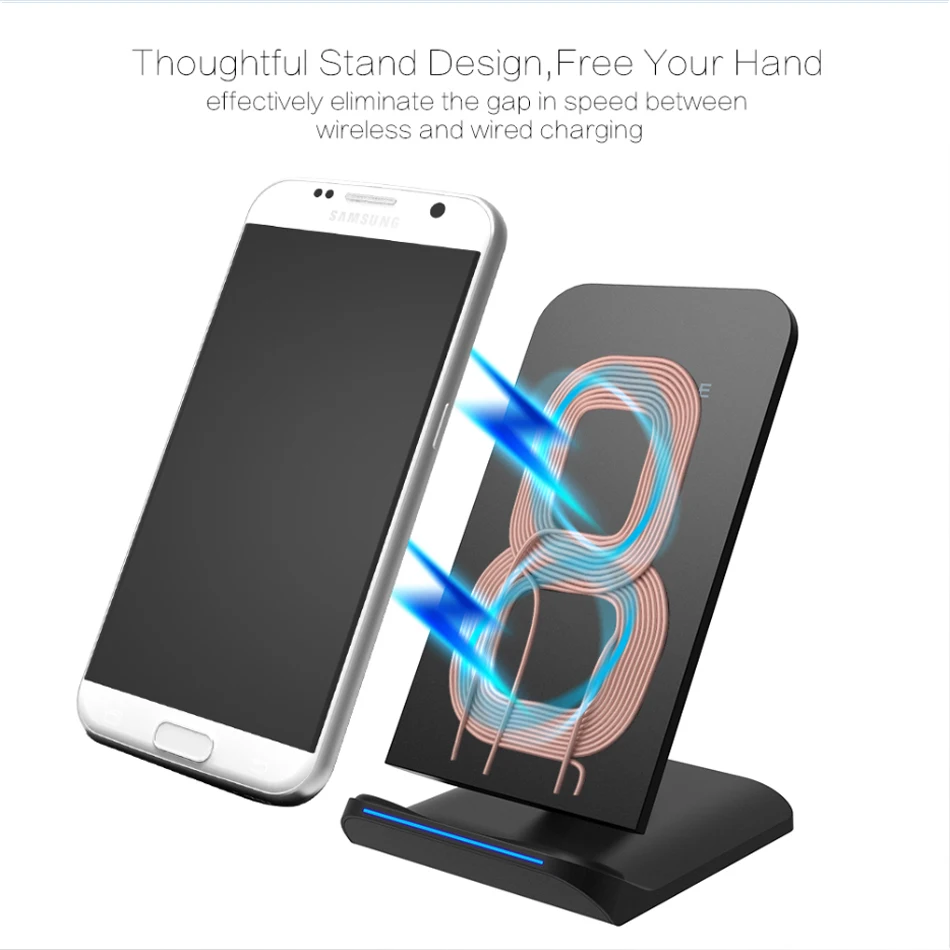 !ACCEZZ LED 7.5W Fast Qi Wireless Charging For iPhone X 8 Plus XS MAX XR Xiaomi MIX 2S 10W Vertical Charger For Huawei Mate RS (4)