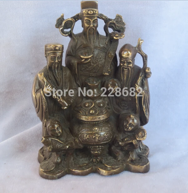 

Metal Crafts Home Decor Crafts Chinese Old Copper Carved 3 Longevity God Sculpture,best monther Gift ,father Gift