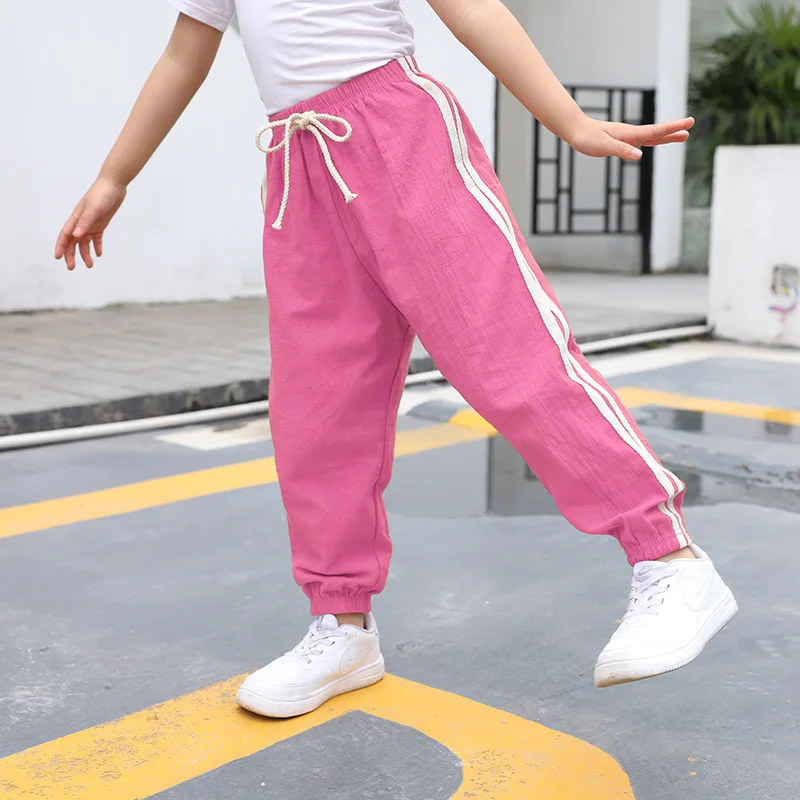 11 Cotton overalls men summer new loose and slim nine-point casual sports pants children trousers boy pants kids - Цвет: 11