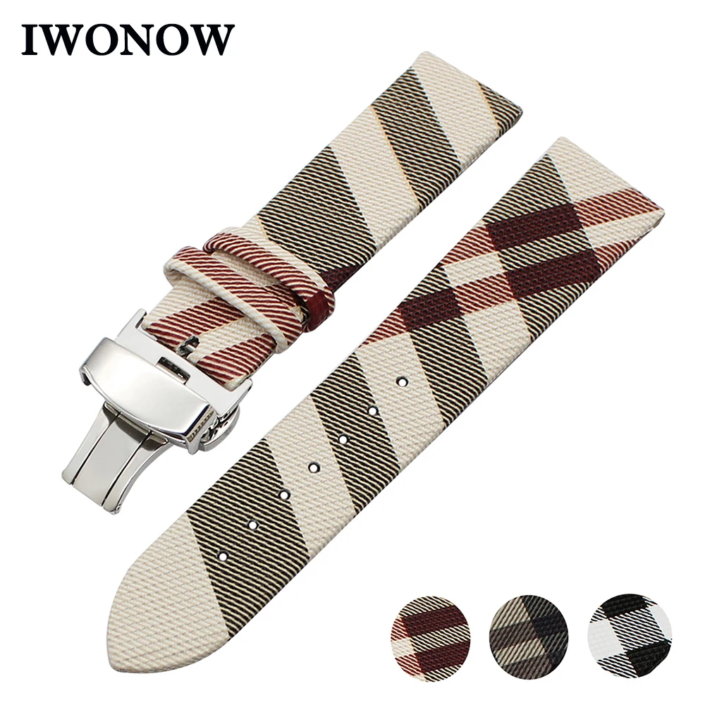 

Grid Pattern Leather Watchband 14mm 16mm 18mm 20mm 22mm Universal Watch Band Steel Buckle Strap Wrist Bracelet Grey Red White