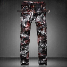 Nightclubs Singers 3D Printed Jeans Men High Quality Fashion Brand Designer Skinny Jeans Casual Hip Hop