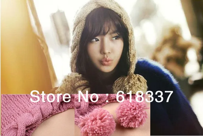 Free Shipping Korean version Women in autumn winter earmuffs ball spire conical hat knitting head cap fisherman | Тематическая