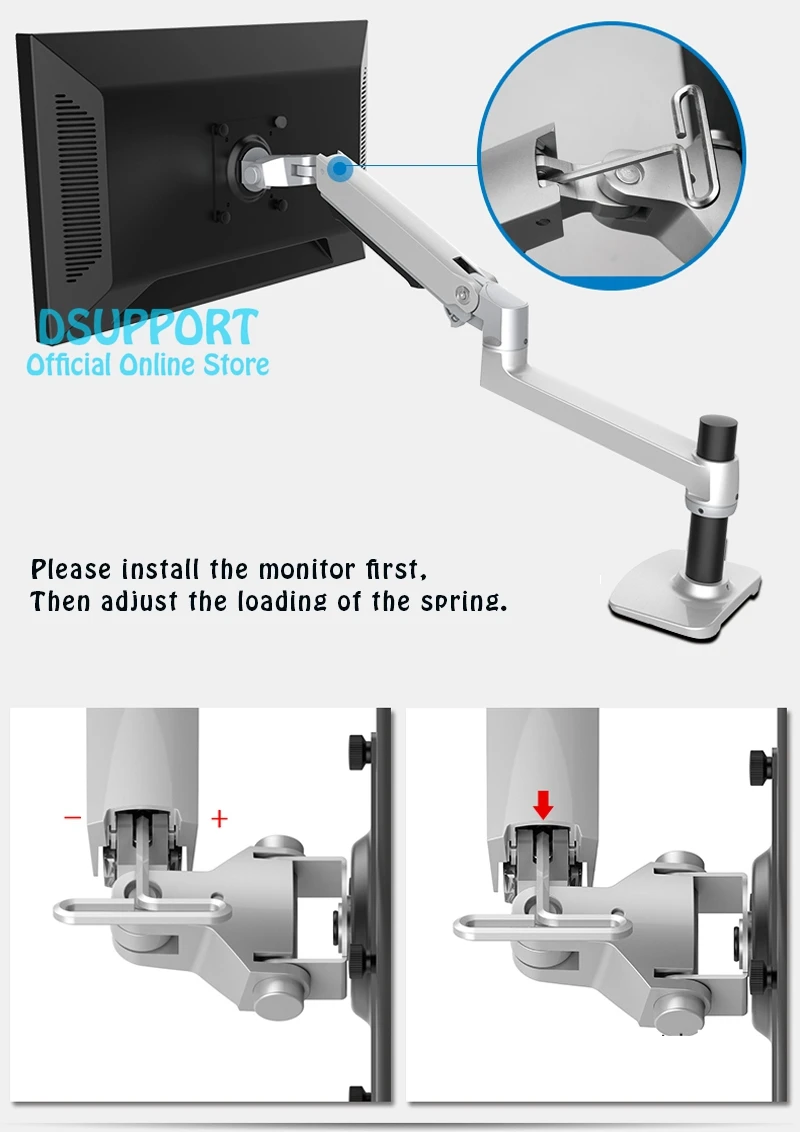 DL-7013 17-32 mechanische Feder Aluminium Stahl LCD-Monitor halterung TV-Wand  halterung langen Arm 840mm 2-10kg vesa x - AliExpress