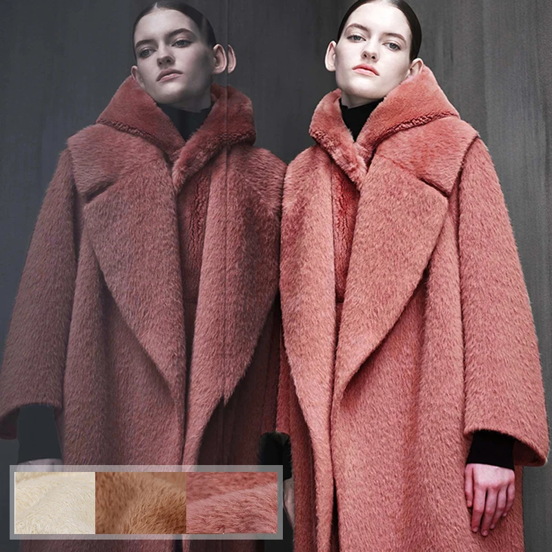 

150CM Wide 760G/M Solid Color Warm Thick Alpaca Wool Viscose Fabric for Winter and Autumn Dress Jacket Overcoat Outwear E558