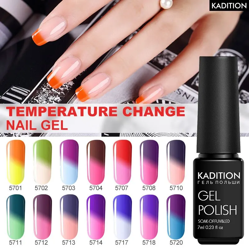 

KADITION Temperature Change UV Gel Varnish New 29 Colorful Lacquer Enamel Chameleon Top Base Coat Gel UV Thermo Gel Nail Polish