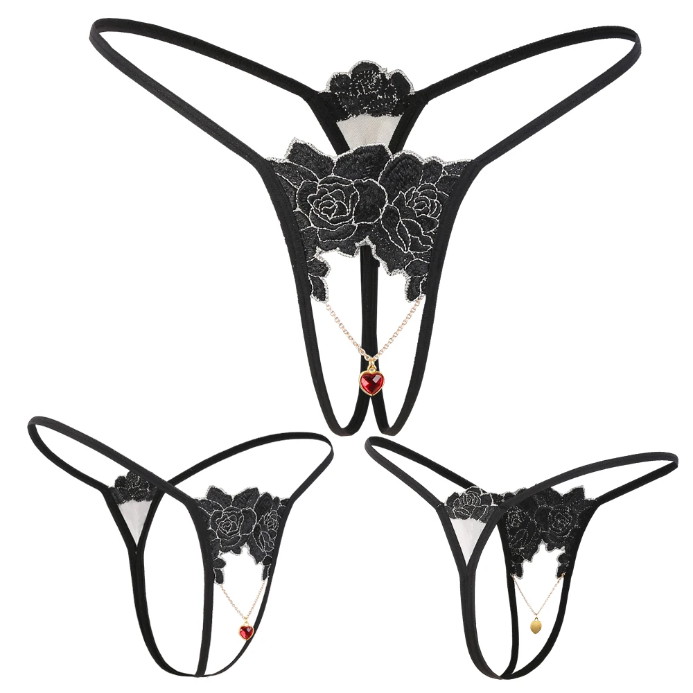 

Sexy Women Panties Thongs Hot Panties Lace Women Underwear Crotchless Transparent Embroidery G String Tanga Briefs for Ladies