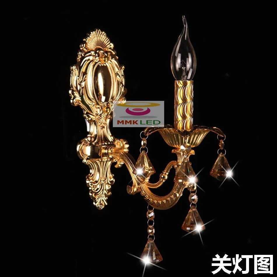 Европейский кристалл настенный светильник свеча лампы фары зеркало прикроватная лампа спальня лампа освещение прохода цинковый сплав стены E14, AC110-240V