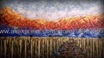 

Argentina Landscape Mountains Palette Knife Tured Oil Painting Large Decoration Pieces For Master Bedroom Contemporary
