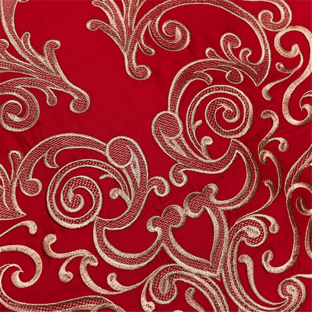 60 S Сатиновое постельное белье 4/6 шт хлопок простыни перкаль одеяло охватывает большой красный/синий/фиолетовый с золотой вышивкой постельные принадлежности
