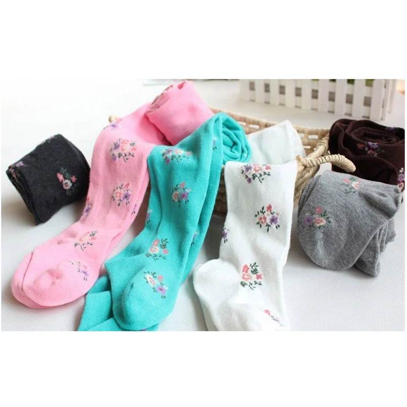Spring/Autumn Kids Girls Cotton Tights Pantyhose Stockings Middle Child Floral