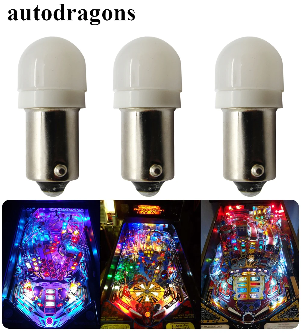

autodragons Frosted Dome AC/DC 6.3V Pinball led lights Ba9s #44 #47 Bayonet 2* 5630 SMD Anti flicker Pinball Led / Flipper Led